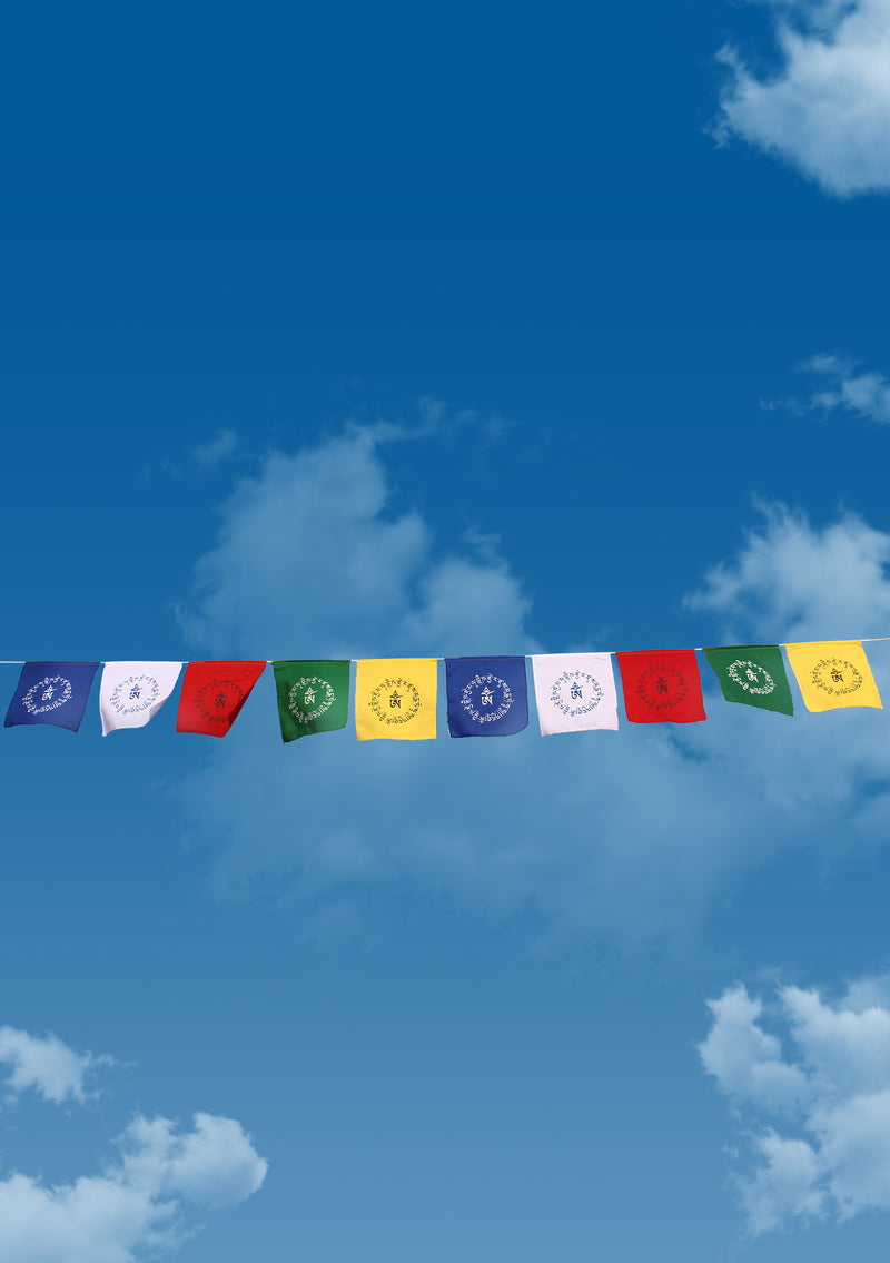 Medicine Buddha Mantra with Om Tibetan Prayer Flags