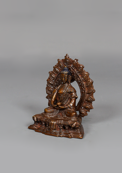 Oxidized Copper Amitabha Buddha Statue 3.8" H