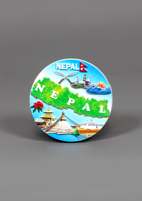 Nepal Heritage Round Embossed Fridge Magnet