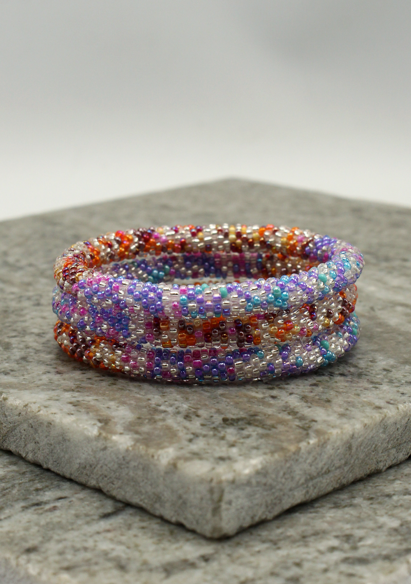 Multicolor  Orange Purple  Roll on Beads Bracelet