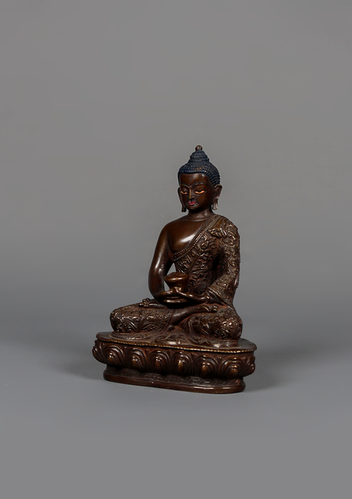 Copper Amitabha Buddha Statue 5.3" H