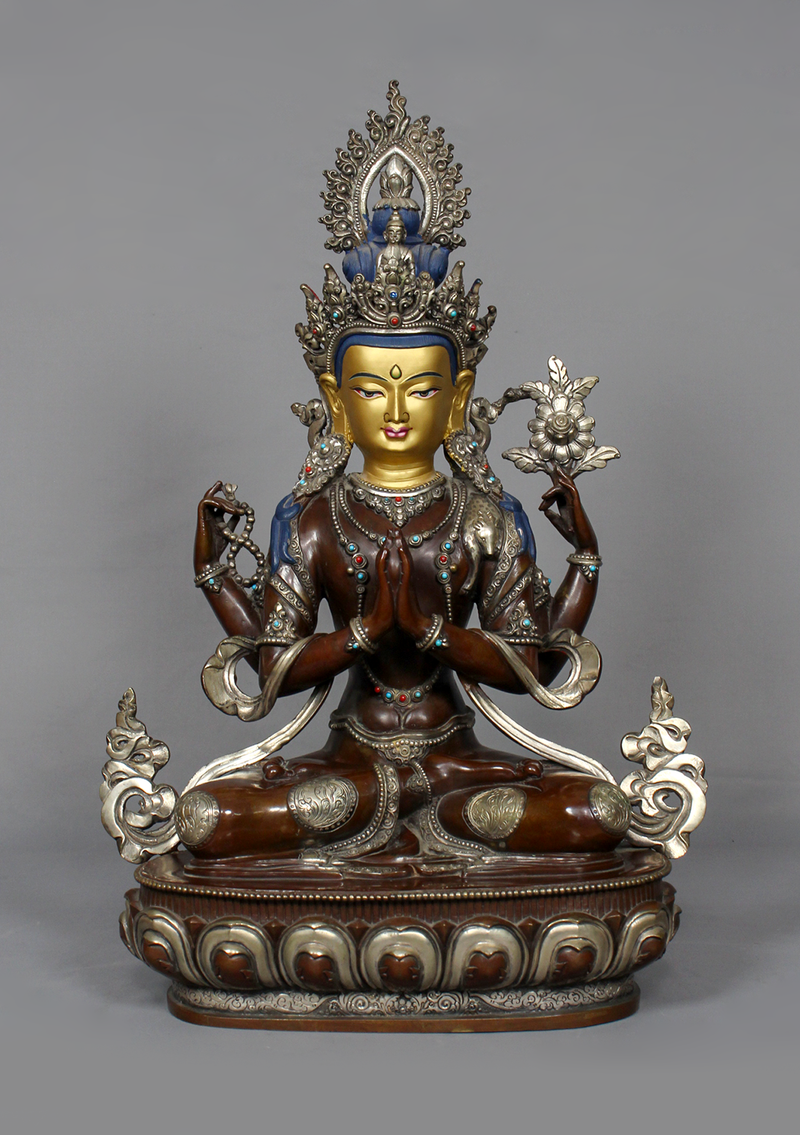 Masterarts Partly Gold Plated Chenrezig Statue 16" H
