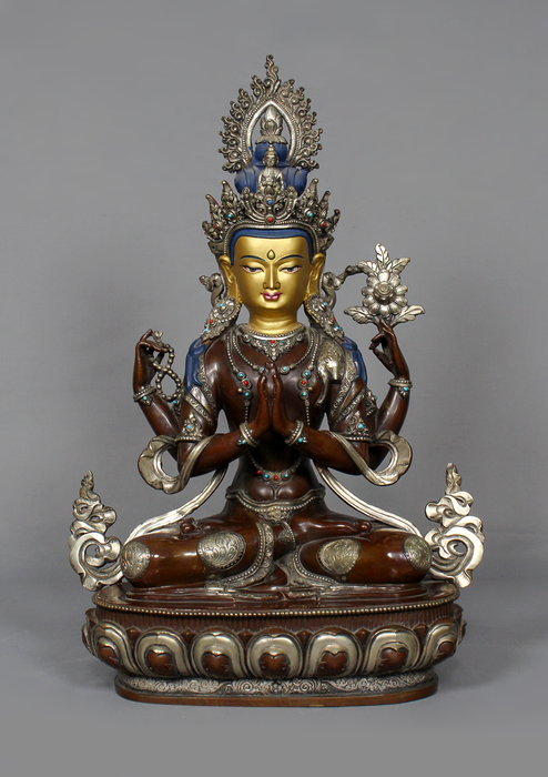 Masterarts Partly Gold Plated Chenrezig Statue 16" H