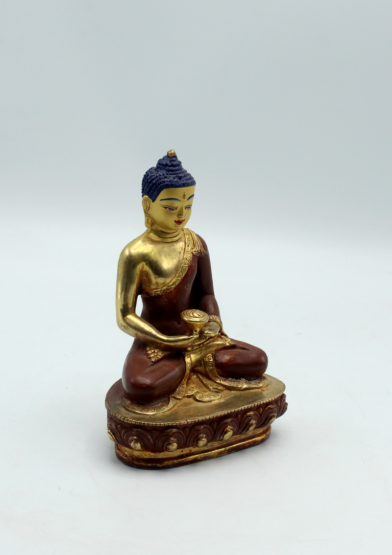 Partly Gold Plated Copper Amitabh Buddha Statue