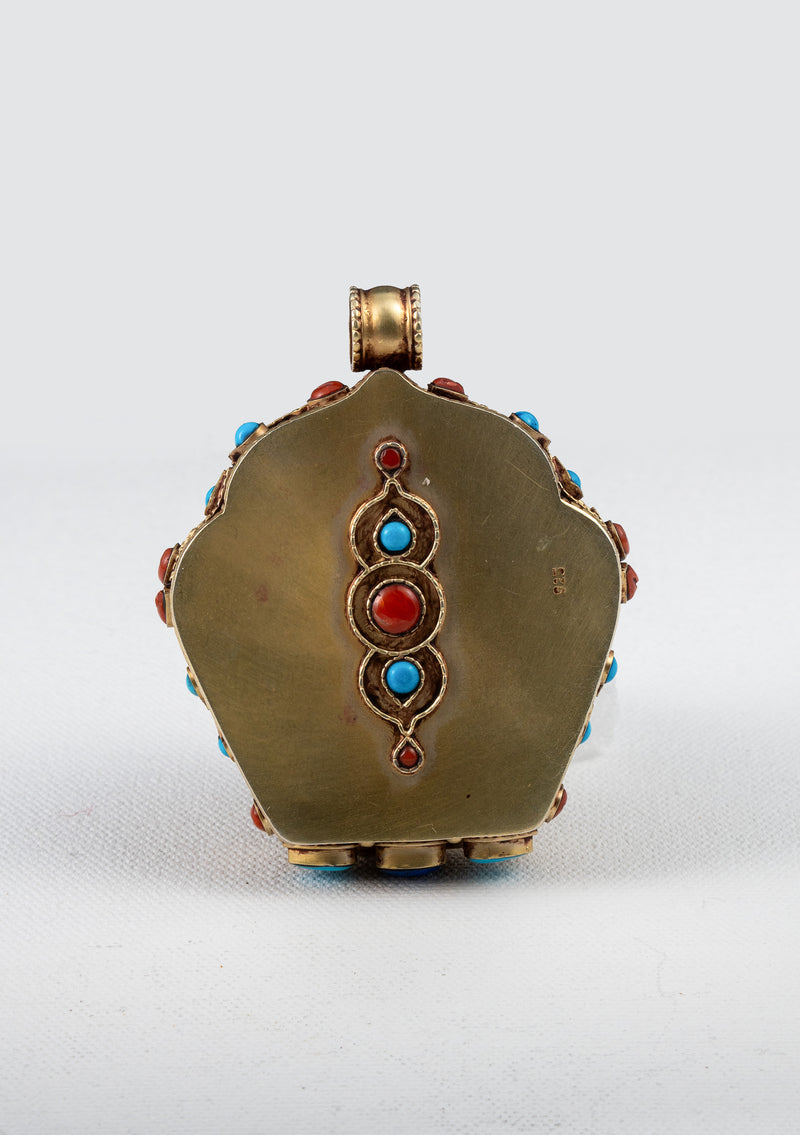 925 Silver Tibetan Ghau with Gold Plating - Green Tara, Chenrezig & Medicine Buddha