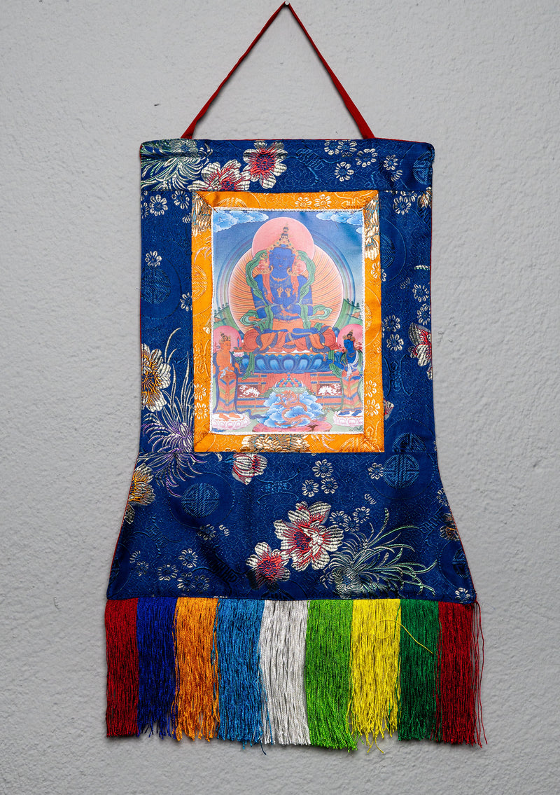 Buddhist Wall Hanging with Brocade Frame