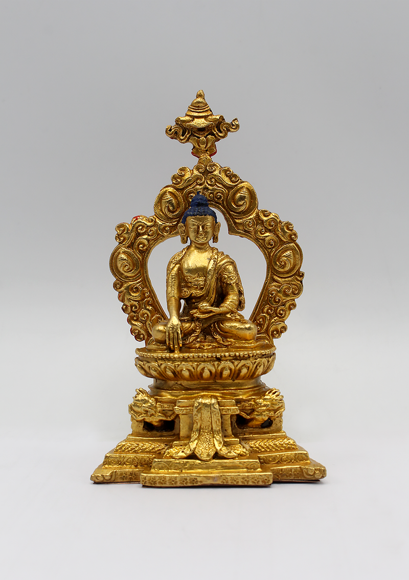 Gold Plated Shakyamuni Buddha Statue with Base 3.9 Inch