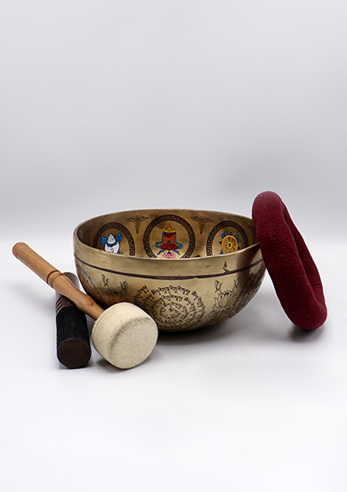 White Tara Painted Tibetan  Singing Bowl 8"