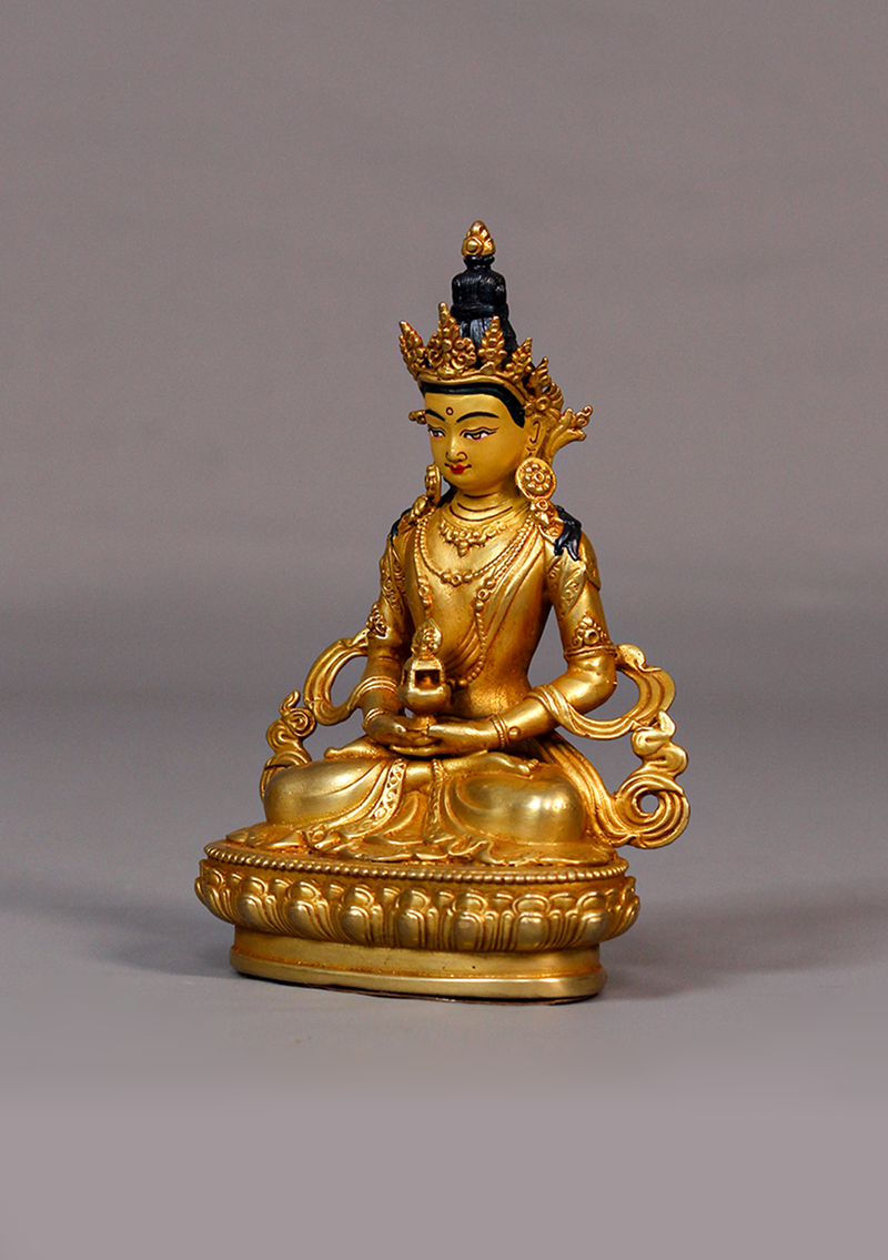 Fully Gold Plated Aparmita Statue 4.5"H