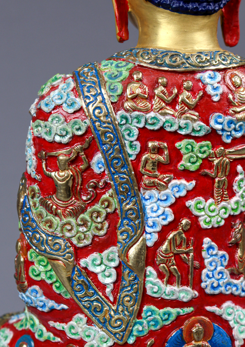 Buddha Life Shakyamuni Carved Gold Gilded Handpainted Statue 10"H