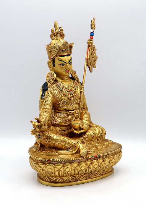Full Gold Plated Guru Padmasambhava Statue 11"H