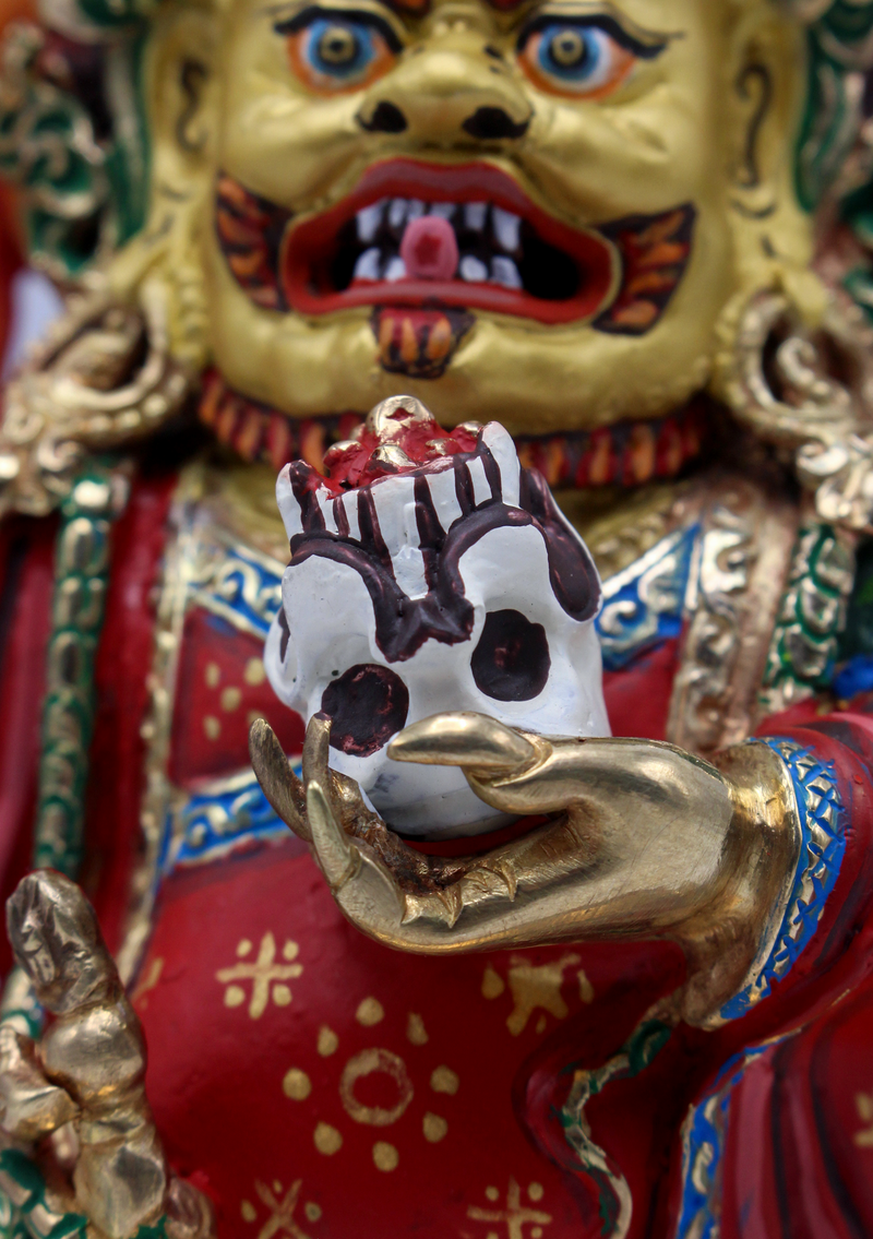 Majestic Hand-Painted Gold-Plated  Kajupa Mahakala Statue 8.5"H