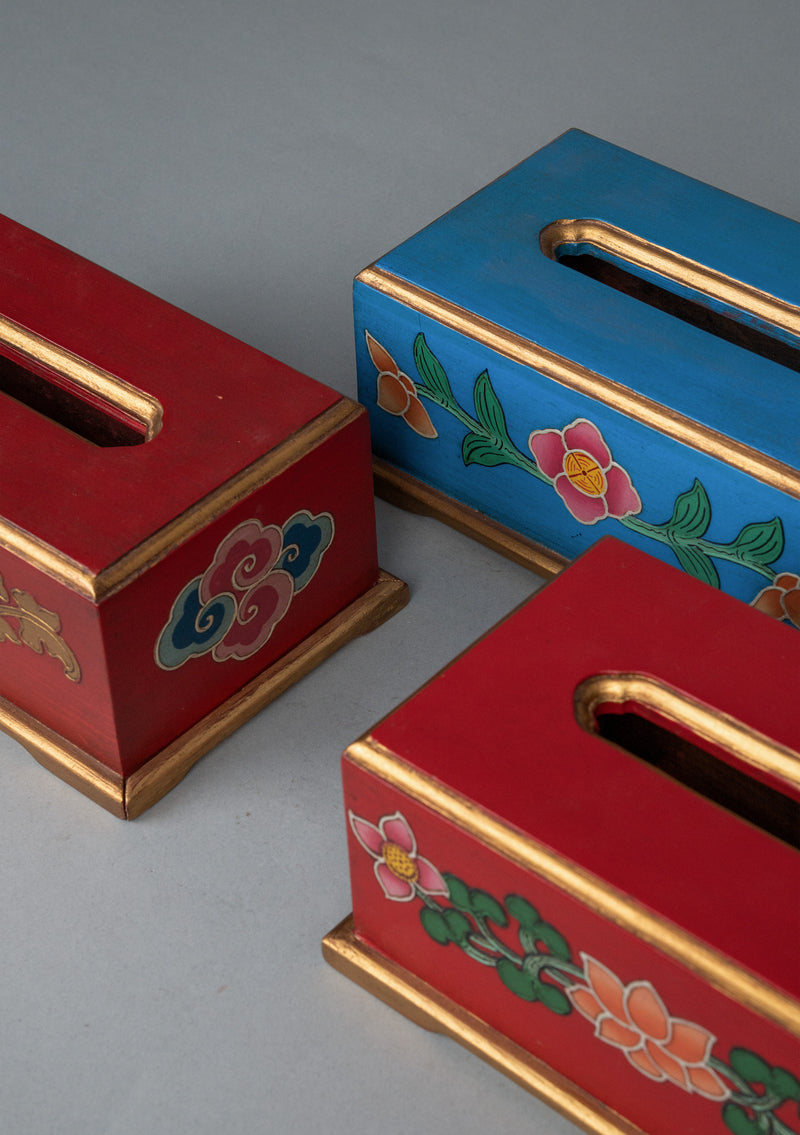 Handpainted Floral Wooden Tissue Box