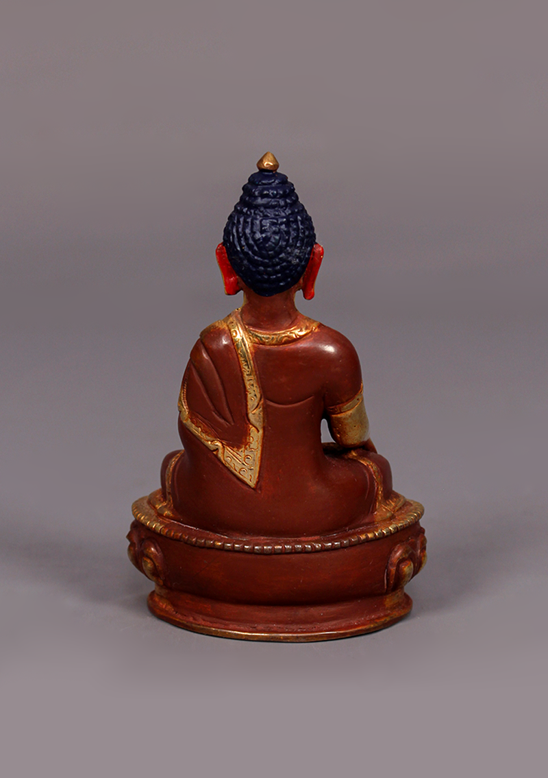 Partly Gold Plated Shakyamuni Buddha Statue 4"H