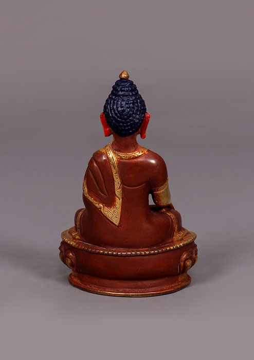 Partly Gold Plated Shakyamuni Buddha Statue 4"H