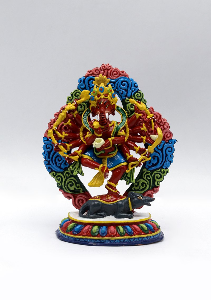 Hand Painted Copper Ganesha Statue 4"H