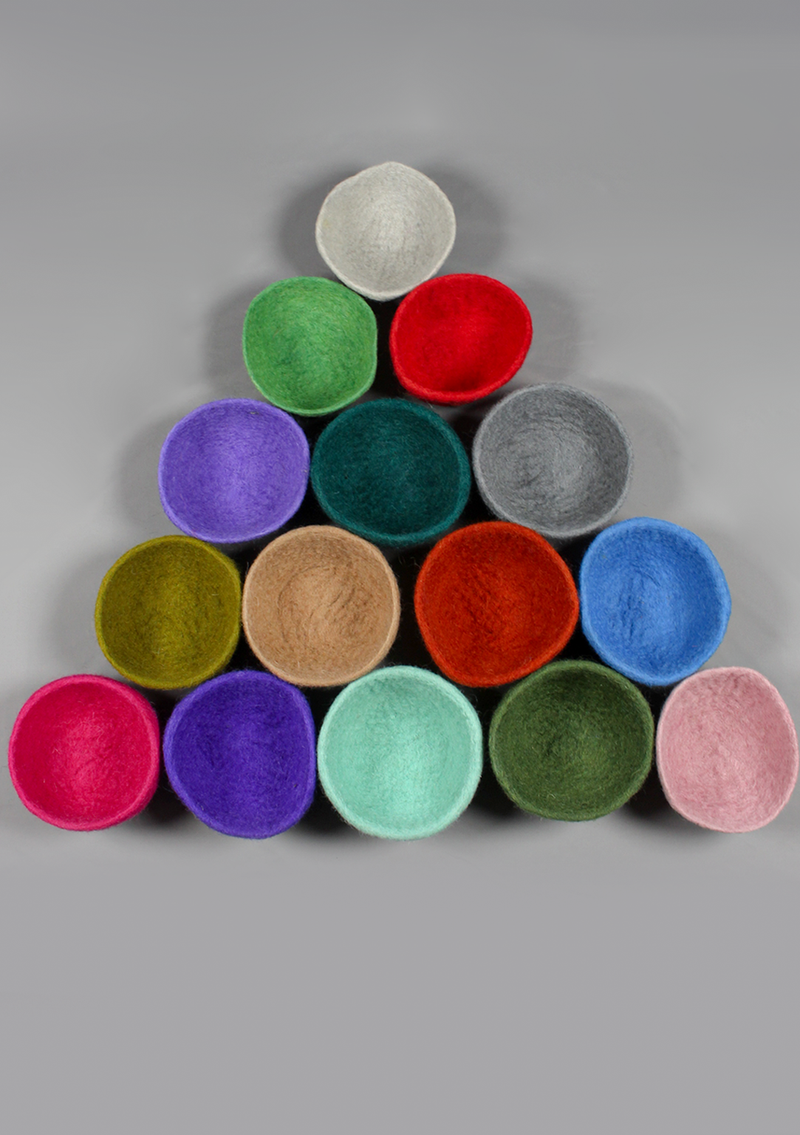 Handcrafted Mixed Color Nepal Felt Bowls 4"