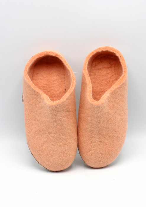 Hand Felted Woolen Classic Men Slippers - Peach Pink