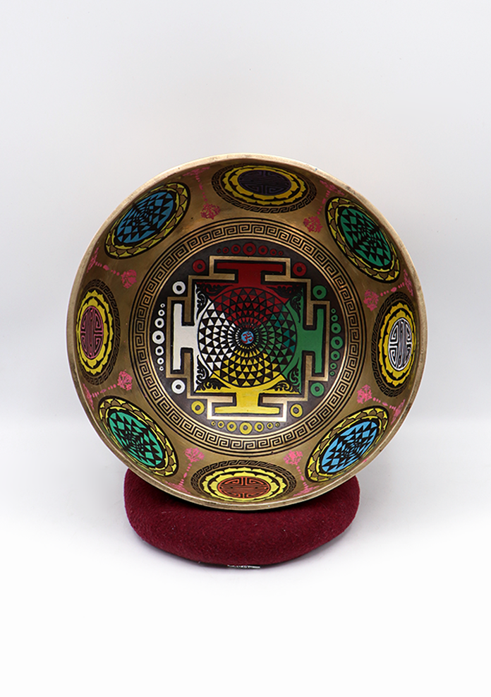 Mandala Painted Tibetan Singing Bowl 8.25"