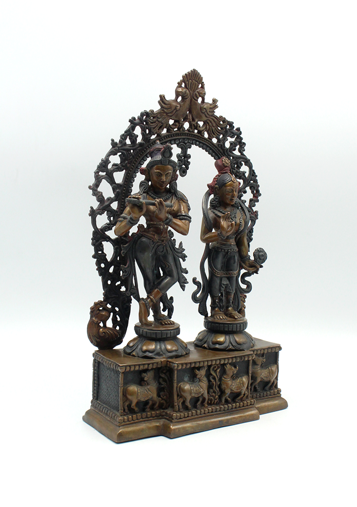 Radha Krishna Copper Oxydized Statue Symbol of Love