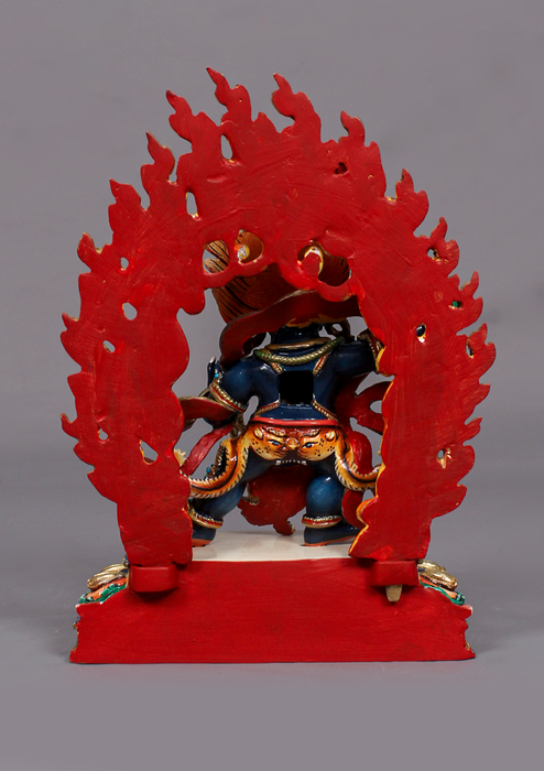 Handpainted Master Vajrapani Statue-Goldplated Copper 7.5" Himalayan Buddhist Protector