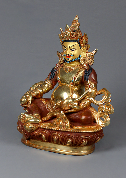 Copper Partly Gold plated Zambala Statue 8.5" H