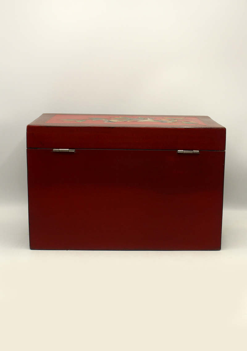 Handpainted Tibetan Lotus Wooden Box- Extra Large