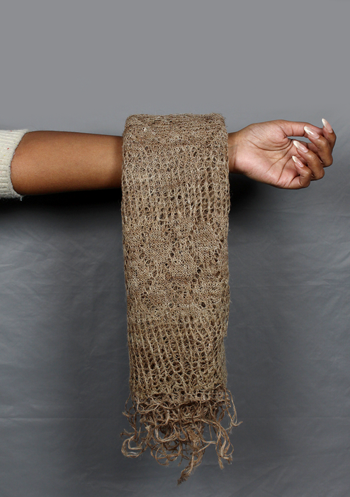 Eco-Crafted Nettle Fiber Woven Pattern Shawl