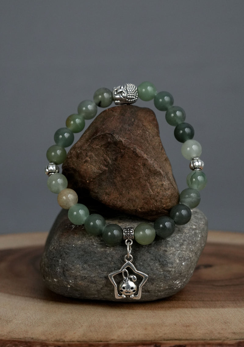 Mixed Stones Wrist Bracelet with Charm