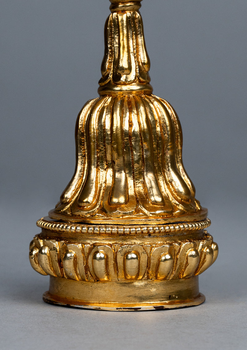 Fully Gold Plated Dharmachakra with Two Deer Set