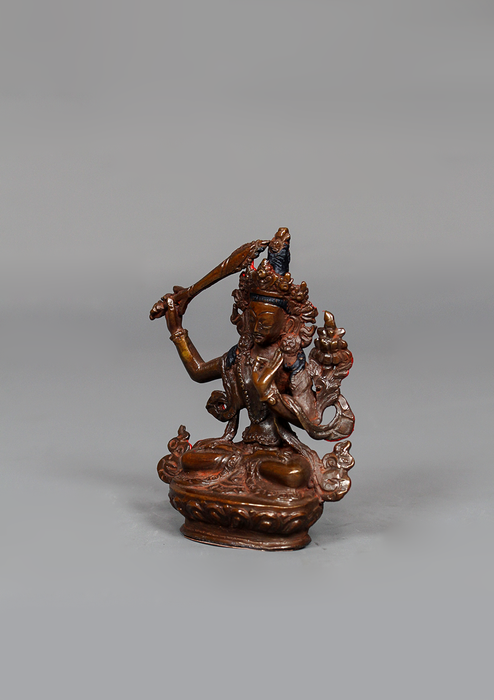 Copper Oxydized Manjushree Statue 3.5" H