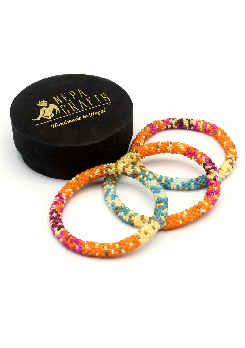 Nuptse Roll on Beads Bracelet Gift Set of 3 in Eco-Friendly Jewelry Box