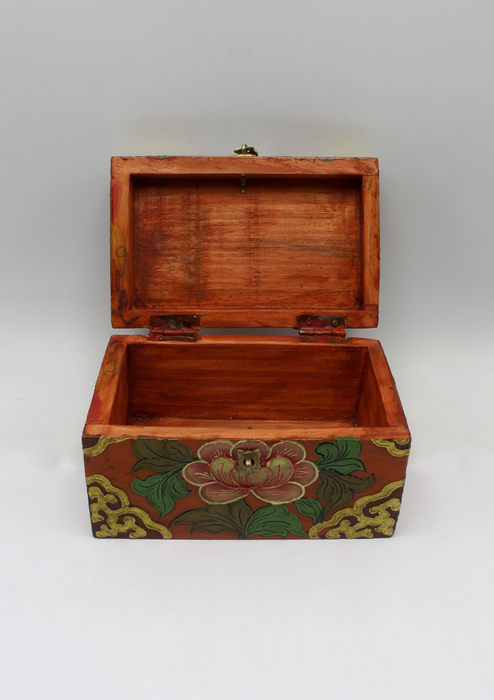 Handpainted Tibetan Wooden Boxes with Double Dorjee - Medium