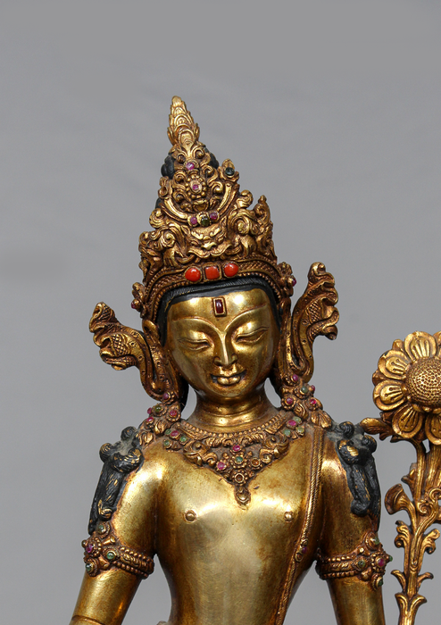 Fully Gold Plated Padmapani Lokeshvara Statue