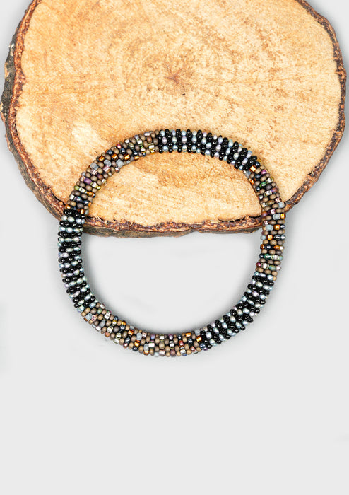Midnight Mocha Shiny Nepalese Roll Beads Bracelet