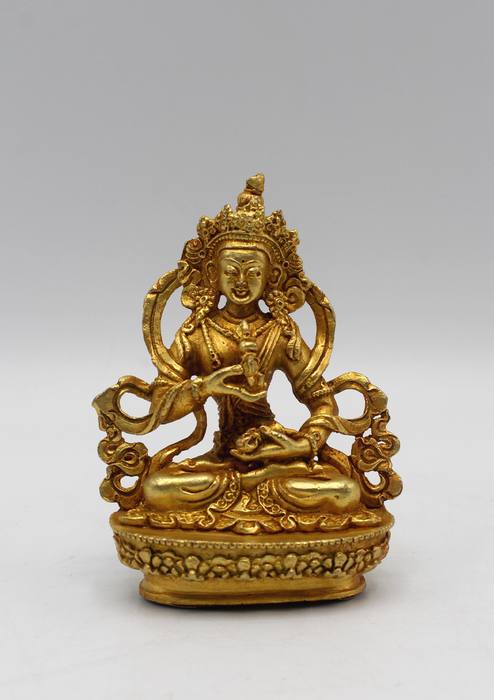 Gold Plated Tibetan Vajrasattva Statue 3.5"