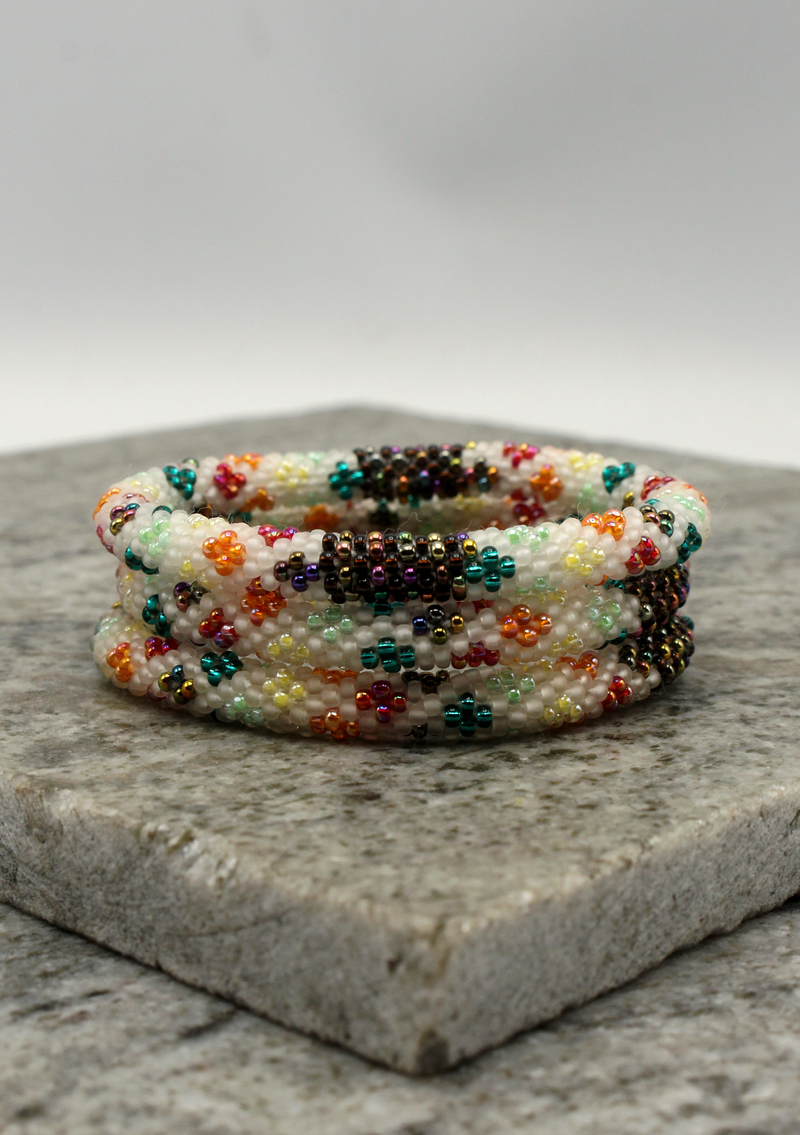 White  Roll on Beads Bracelet