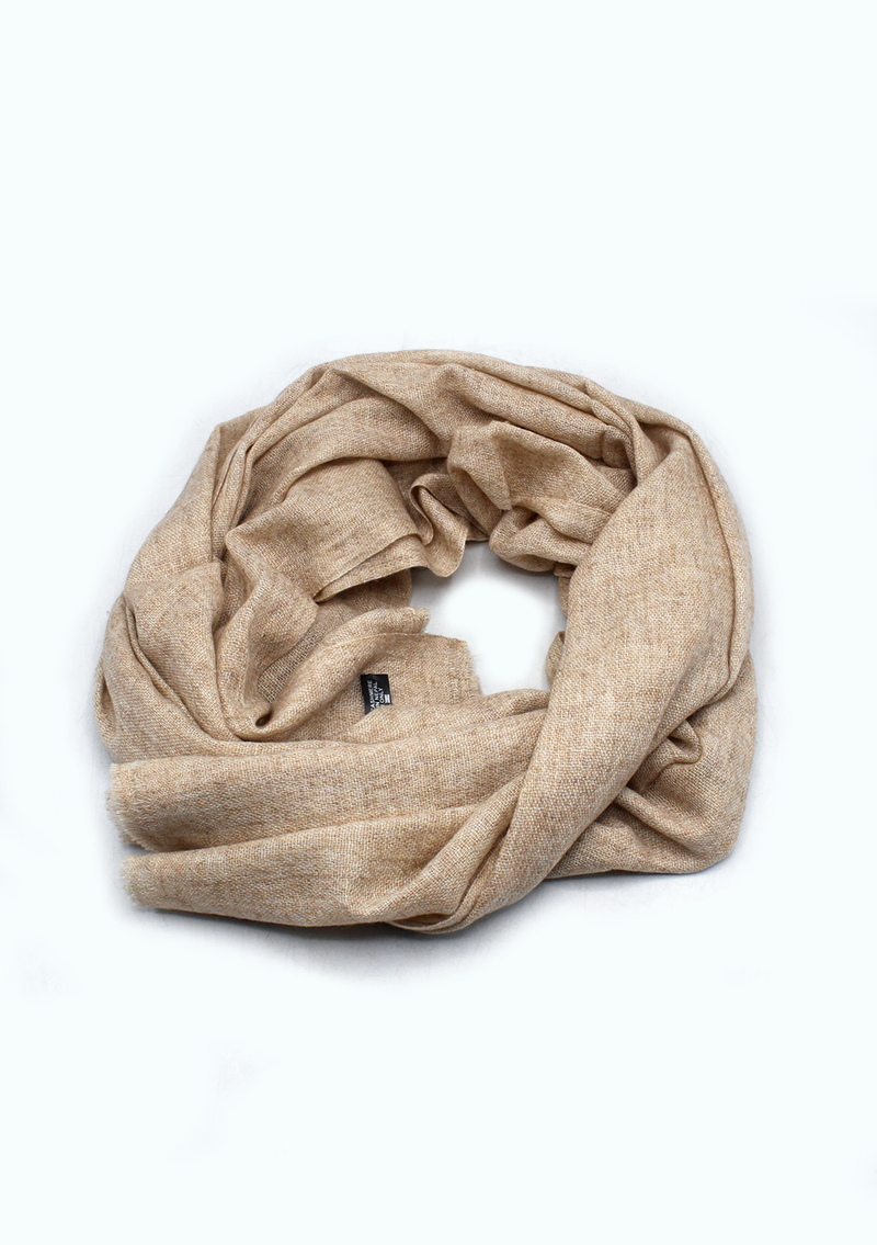 Cream Gray Mix Wool Cashmere Shawl