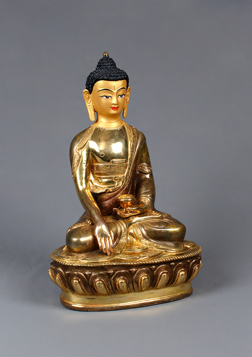 Shakyamuni Buddha Partly Gold Plated Statue 8"H