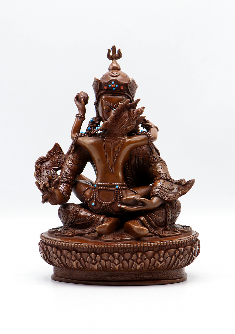Copper Oxydized  Guru Shakti  Samantabhadra Statue 8.5"H