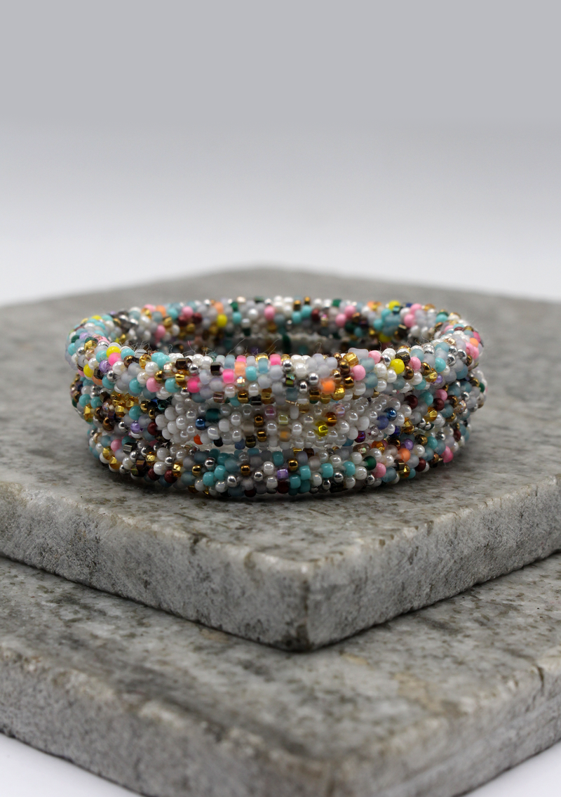 Multicolor Beads Nepalese Roll on Bracelet