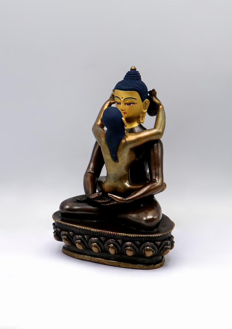 Gold Face Painted Buddha Shakti Samantabhadra Statue 7"H