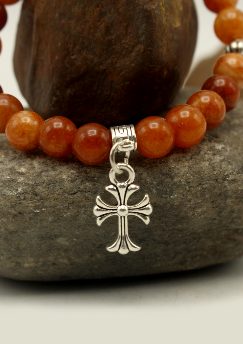 Mix Stones Cross Mala Bracelet
