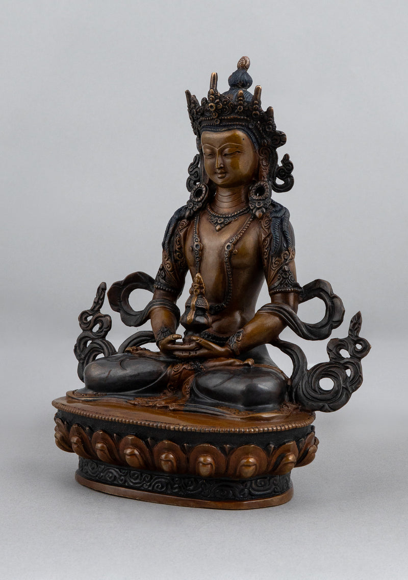 Oxidized Copper Aparmita Statue 8.5"H
