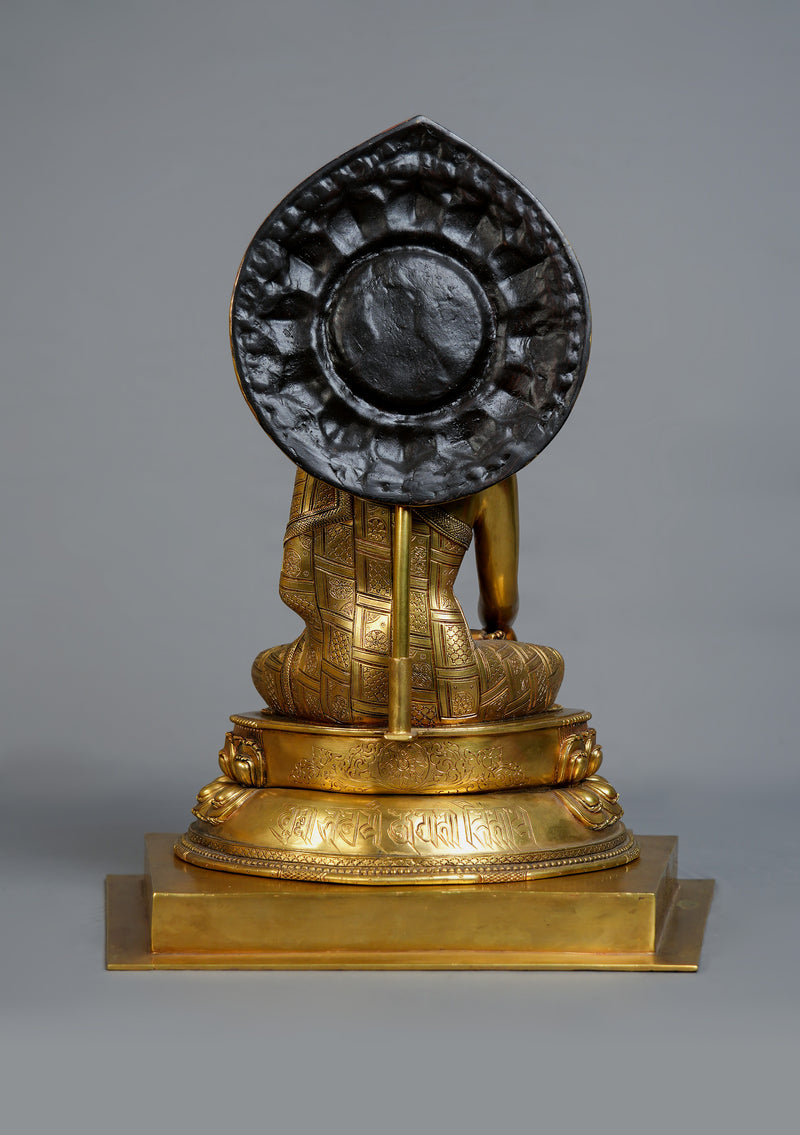 Masterpiece 24K Gold Gilded High Quality Shakyamuni Buddha Statue 15"