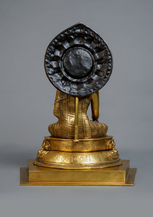 Masterpiece 24K Gold Gilded High Quality Shakyamuni Buddha Statue 15"