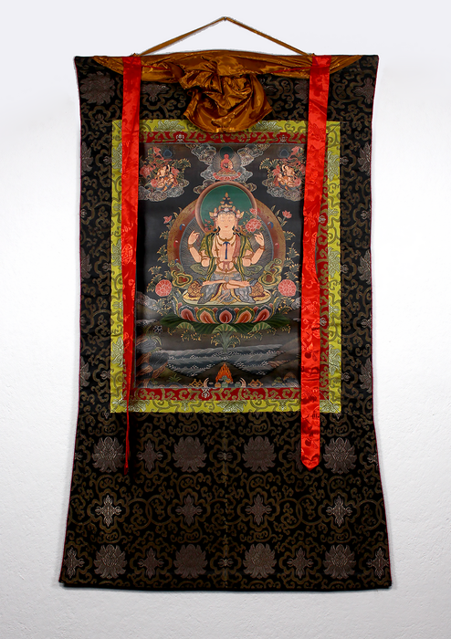 Chenrezig Brocade Thangka Painting
