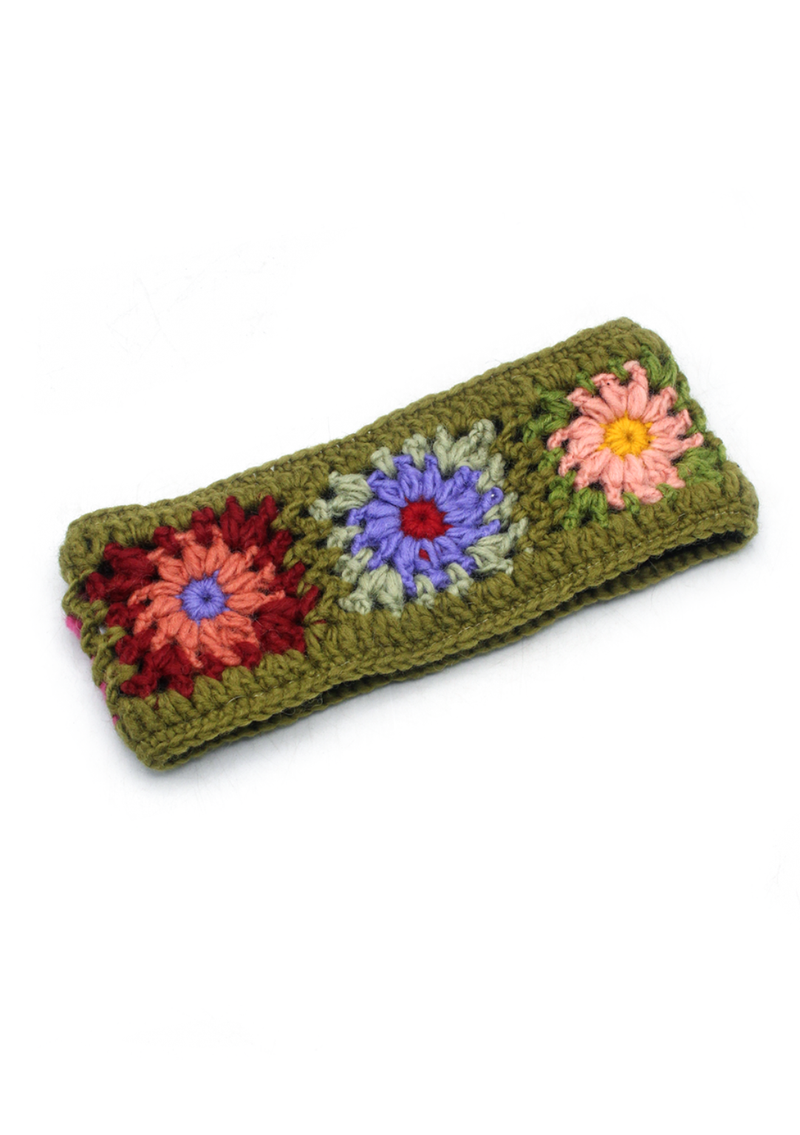 Handknitted Crochet  Winer Sherpa Flower Headband