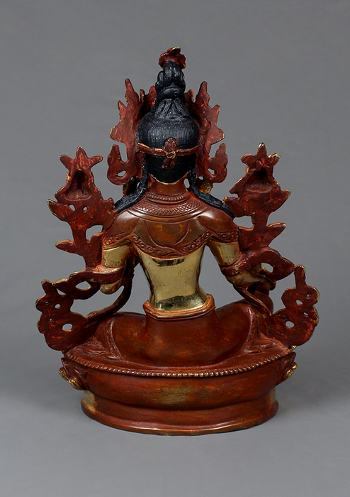 Green Tara  Partly Gold plated Statue 8.5" H
