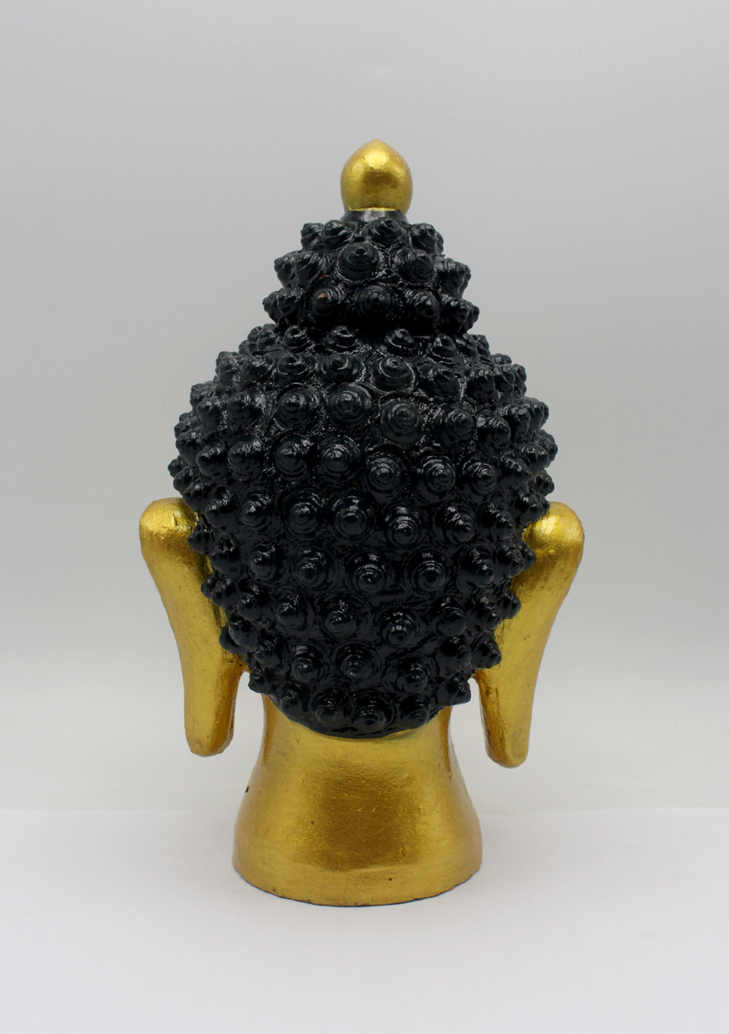 Hand-Painted Clay Buddha Head Medium 8.8" H
